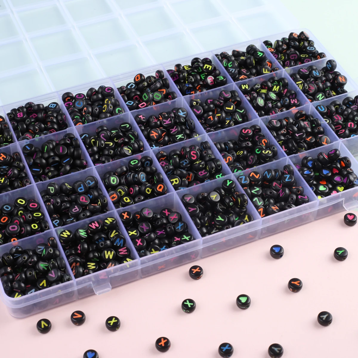 English Letter Acrylic Bead Set for Making Couple Bracelets Necklaces Name Spelling Accessories Gift Box Wholesale Mix