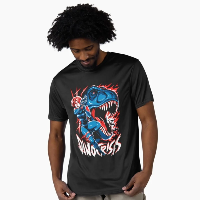 

0406 Dino Crisis Survival horror Gift T-Shirt for gamer 100% cotton printed short sleeve Graphic Tee Y2K clothes All size tops