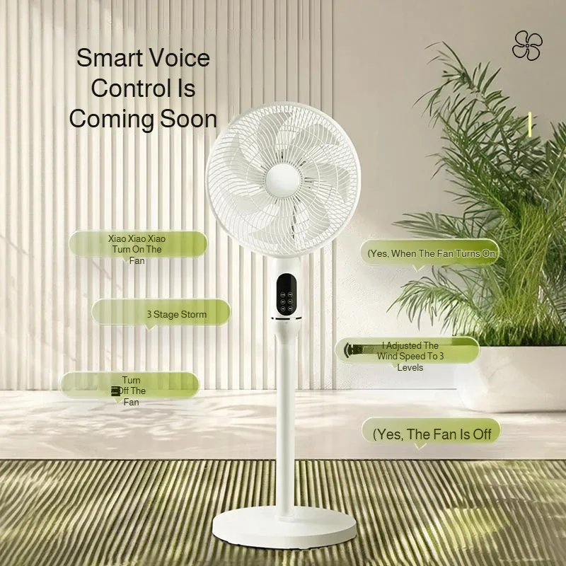 Silent Vertical Desktop/Floor Electric Fan with Intelligent Voice Control, Oscillating Head, Quiet Operation for Home Office Use