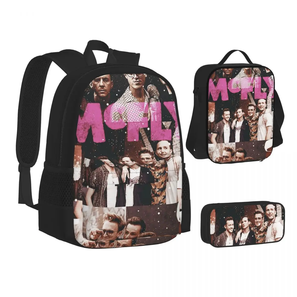

McFly Band Backpacks Boys Girls Bookbag Children School Bags Kids Rucksack Lunch Bag Pen Bag Three-Piece Set