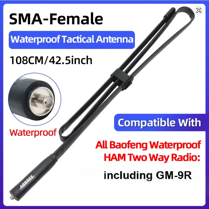 ABBREE Antena táctica GMRS impermeable SMA-hembra para Baofeng GM-9R - imagen 4