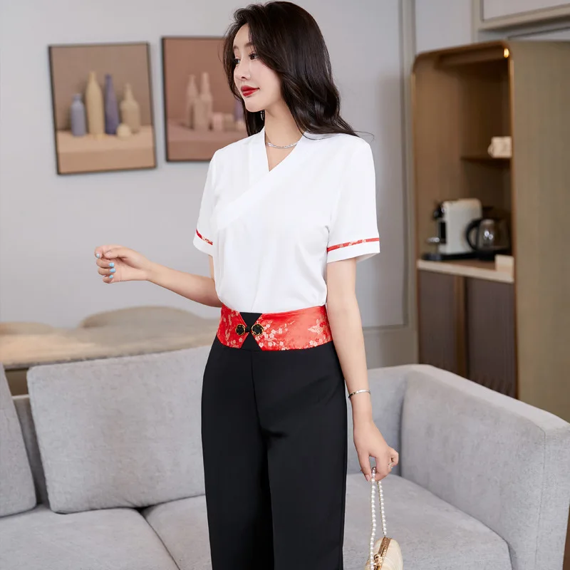 Woman Work Clothes Suit Hotel Waiter Beauty Salon Spa Massage Nail Cafe Sexy Foot Bath Sauna Technician Overalls Pants Uniform