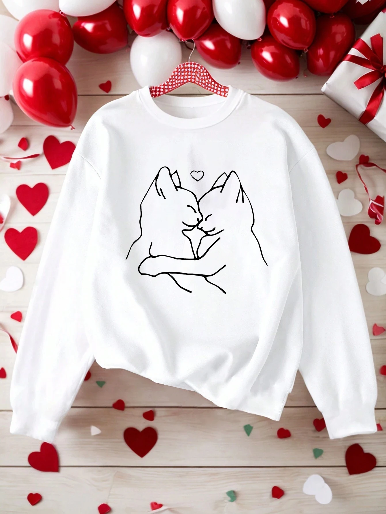 

Простой дизайн Cats Kiss Love, женская толстовка, повседневная уличная одежда с круглым вырезом, разноцветная осенняя одежда, пуловер в стиле хип-хоп с графикой Y2K