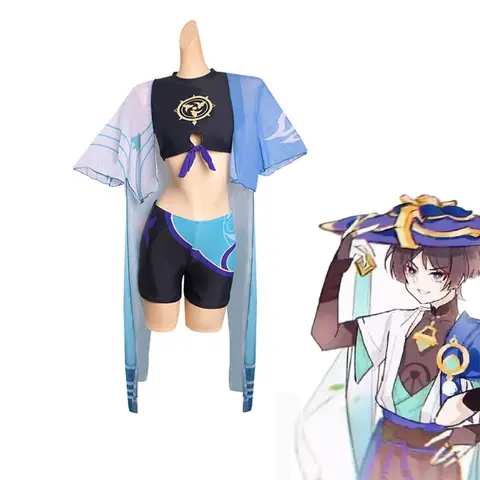 Genshin Impact Wanderer Cosplay Costume Sexy Swimwear Swimsuit Halloween Carnival Suit For Adult Women Girls