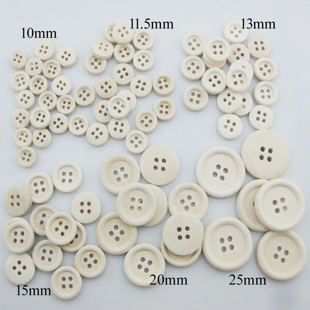 WBNNEV No Shining Rustic Wooden Buttons For Decoration 50Pcs Multisizes Clothes Button Sewing Supplies