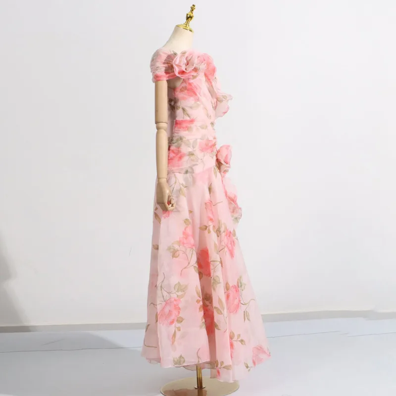 Fairy 3D Tieดอกไม้Drapedคุณภาพชุดสตรี 2025 ใหม่เก๋Fairycore Vคอเอวสูงสุภาพสตรีห้องพักช่วงวันหยุดBeach Robes