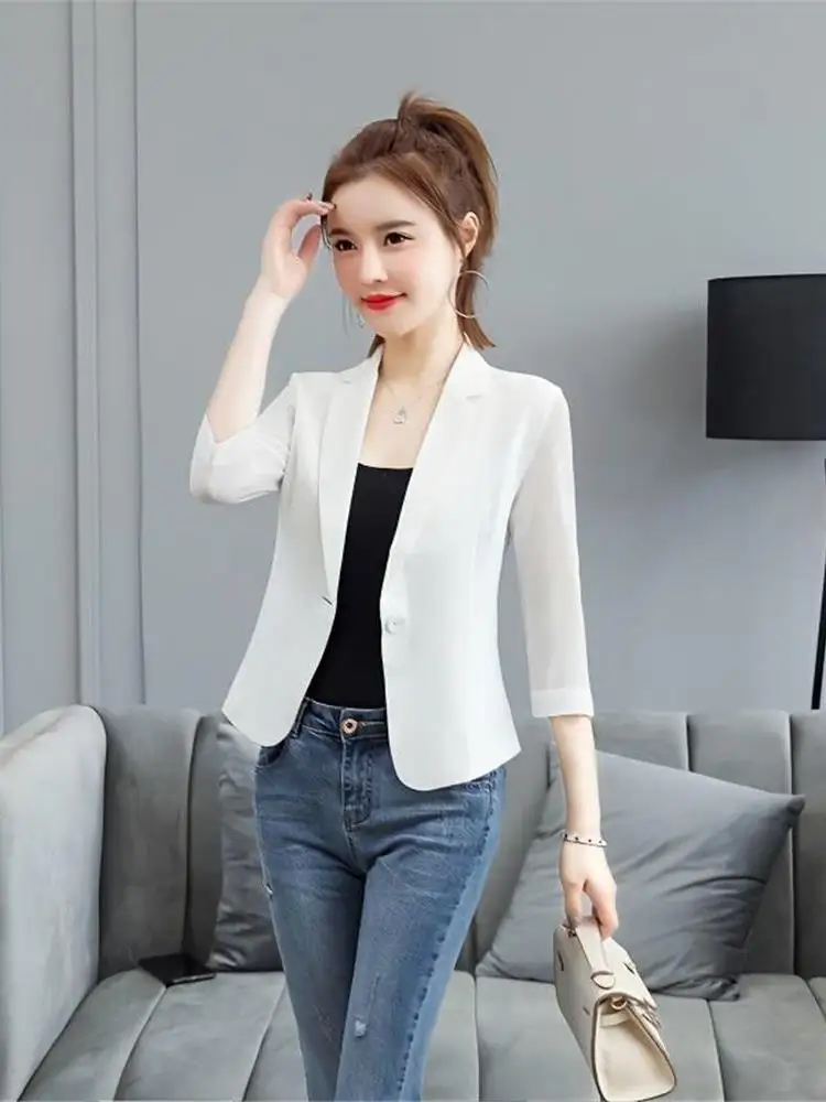 بدلة نسائية صيفية جديدة رقيقة قابلة للتنفس من الشيفون مناسبة للتنقل ملابس عمل irt أنيقة بسيطة متوسطة الحجم #1