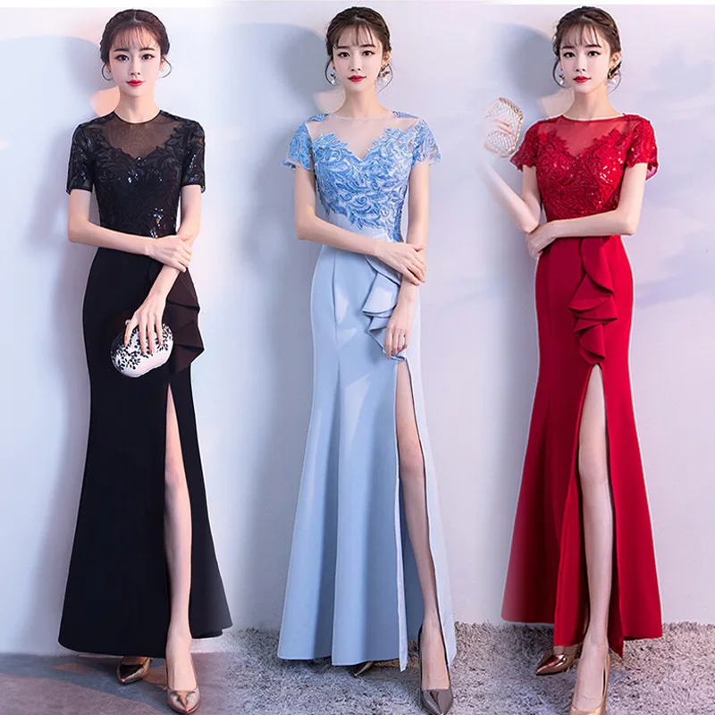 2024 Summer New Banquet Noble Host Long and High end Style Fishtail Celebrity Dress Qipao Wedding Women Dance No Party Dress