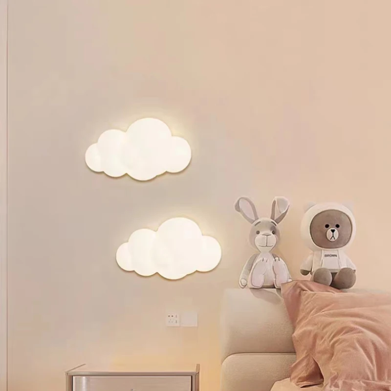 PE White Cloud Lamp Romantic Children\'s Room Wall Lamps Simple Warm Girl Boy Bedroom Bedside Wall Lights Corridor Aisle Light