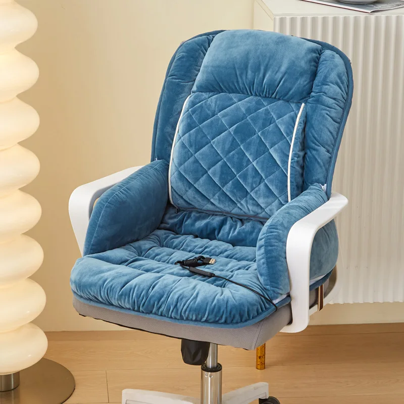 Backrest Cushion Winter Wrap Around Sitting Cushion, Lumbar 5V Washable Heated Seat Pad, Office Integrated Chair Cushion