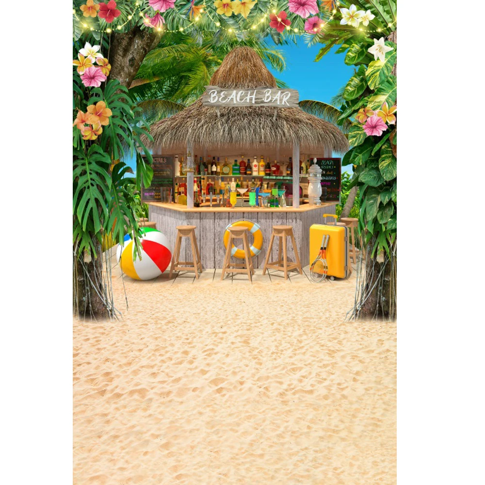 Summer Beach Party Backdrop Tropical Palm Trees Surfboard Hawaii Sunshine Seaside Holiday Background Photo Booth Props