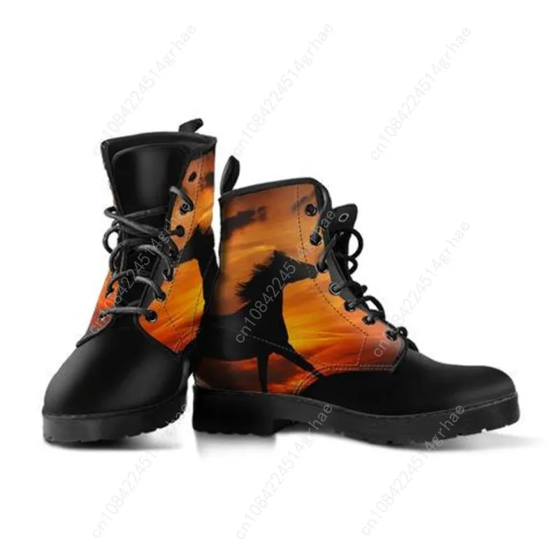Horse Leather Boots, Handcrafted Custom Print, Men's Women's Winter Boots