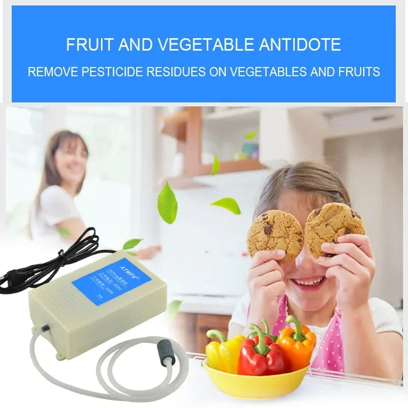 ATWFS 1000mg Portable Ozone Generator 220v Air Purifier Water Ozonizer Aquarium Ozonator EU plug