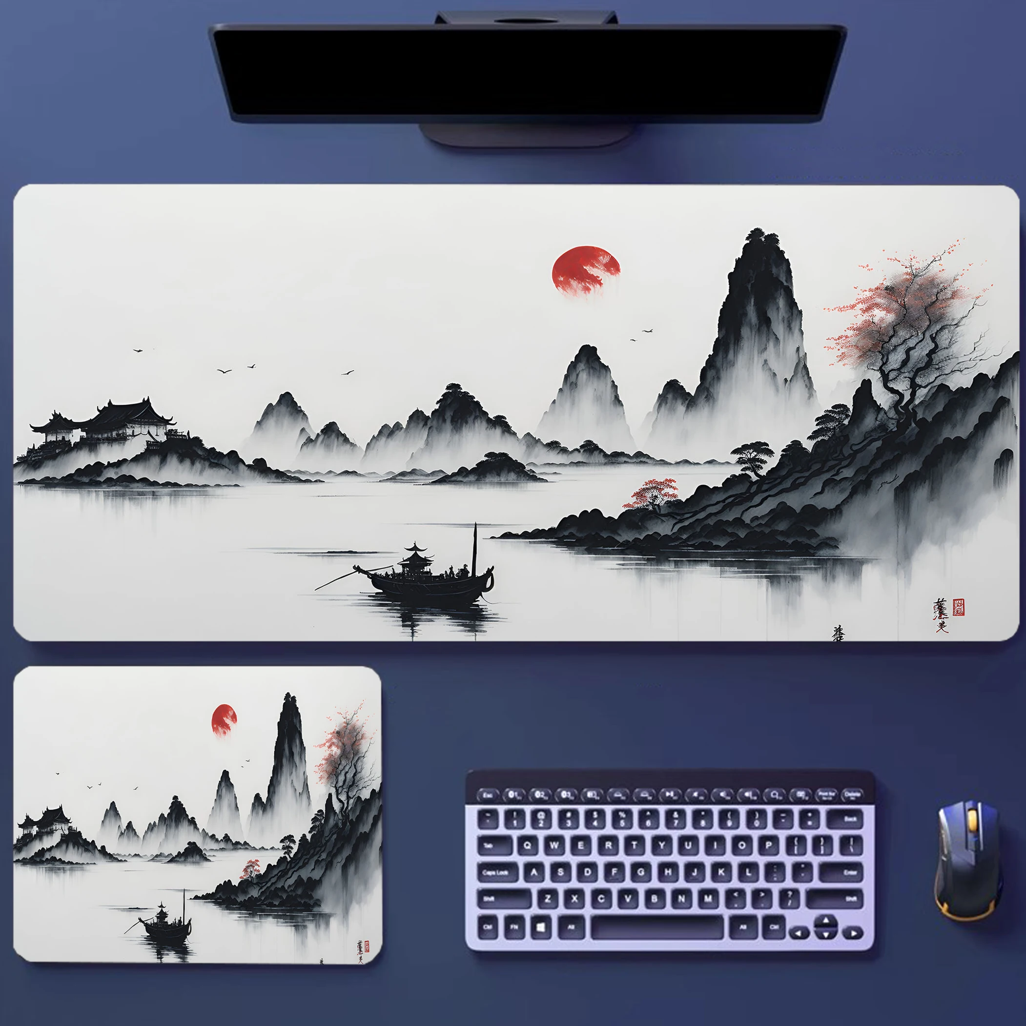 Mountain Serenity Japan Art Mouse Pad Computer Accessories Keyboard Table Mat Mousepad Company Gaming Laptop Desk Accessory Pc