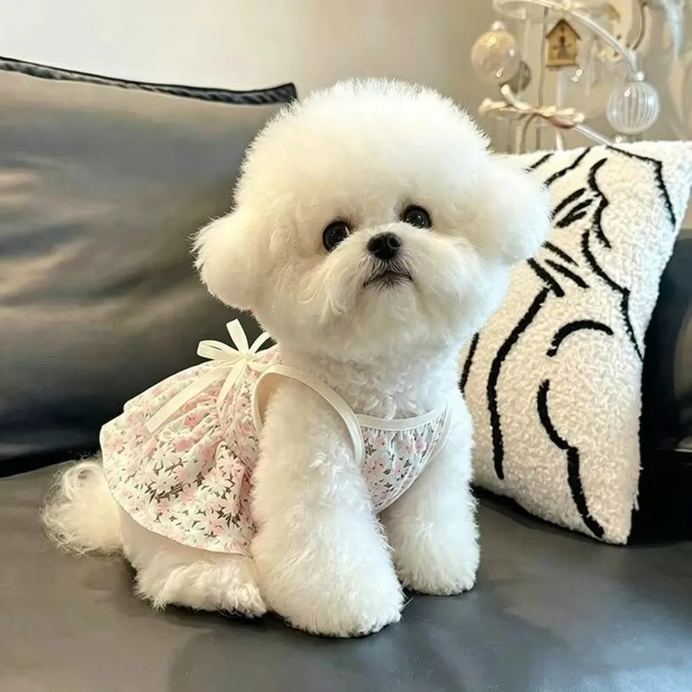Niedliches Blumenmuster-Hundekleid, bequem, atmungsaktiv, leicht, Hundekleid, Hundekleid für Welpen – Detail 6