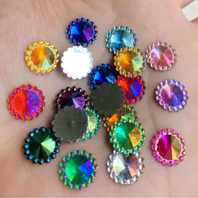 160Pcs/Bag  Acryl Rhinestone Colorful Mixed Colour Round Flat Bottom Shiny Stones wedding Decoration Beads DIY Crafts