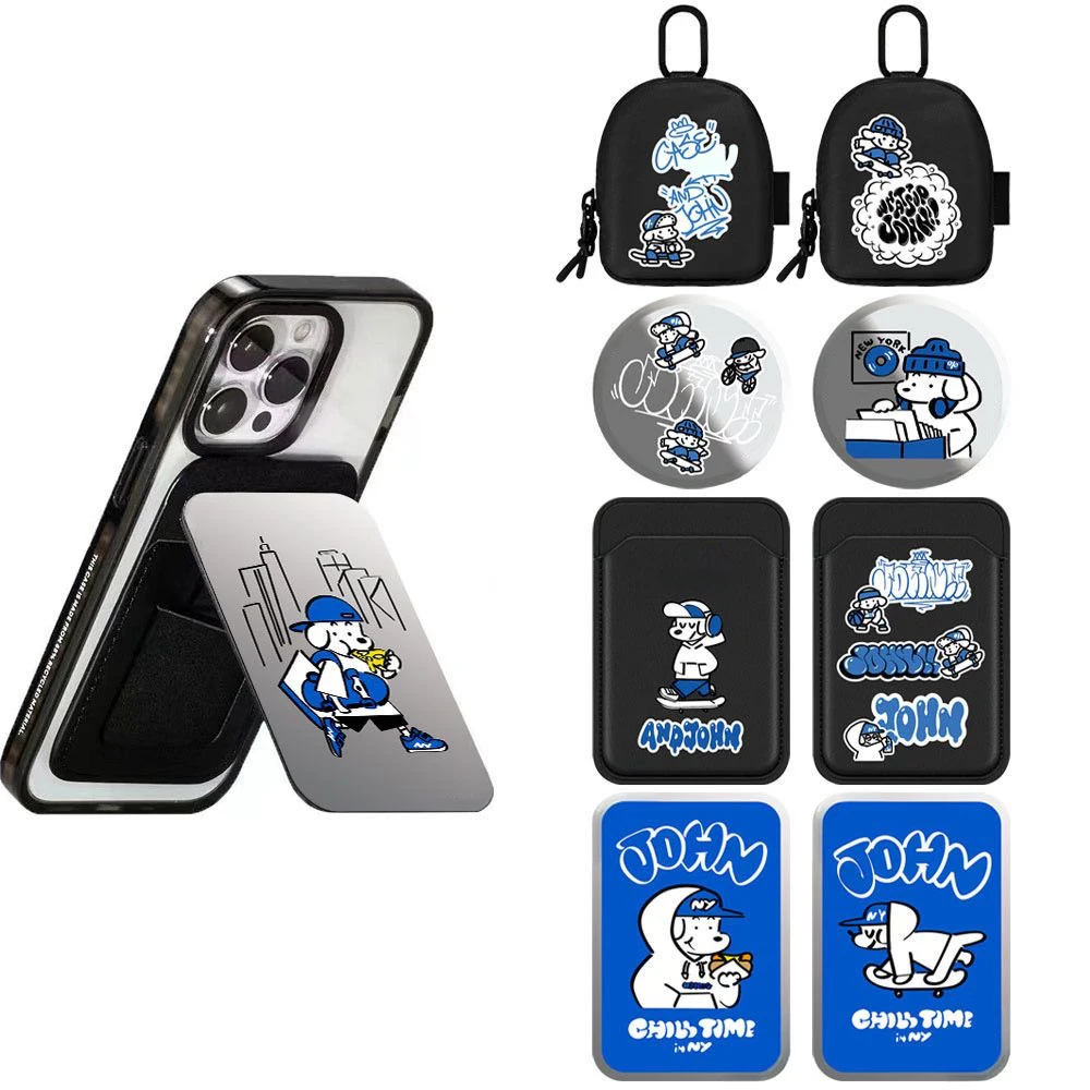 Surfboard Skateboard Dog Magnetic Phone Grip Card Holder Stand for IPhone 13 14 15 16 17 18 Pro Max Case