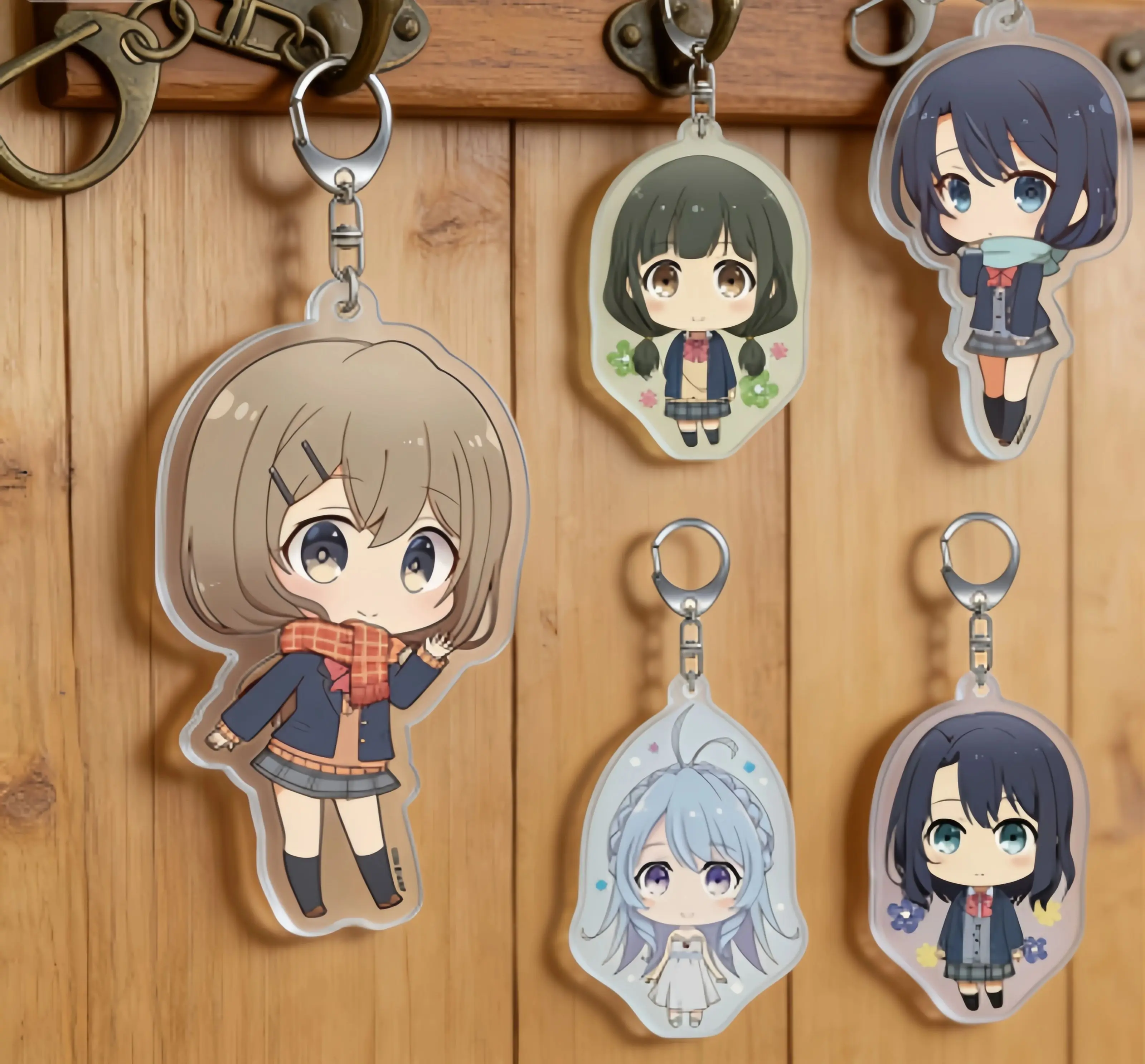 Anime Keychain Adachi Sakura Shimamura Lovely Products Hougetsu Acrylic Keyring Strap Figure Hanging Accessories6cm Backpack Key
