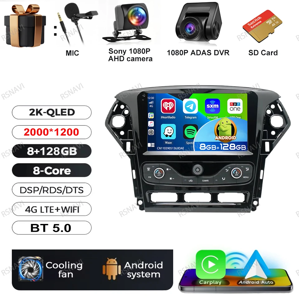 Autoradio Android 15 Voor Ford Mondeo MK4 2007-2014 DVD Viedo Speler BT 4G LTE GPS DSP Head Unit multimedia Stereo Navigatie