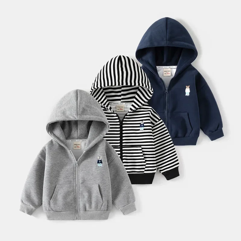 

Spring Baby Boys Coats Hooded Hoodie Zipper Thick Hoodie Jacket for Kids Sweatshirt Children Windbreaker Outerwear 1-8 Years