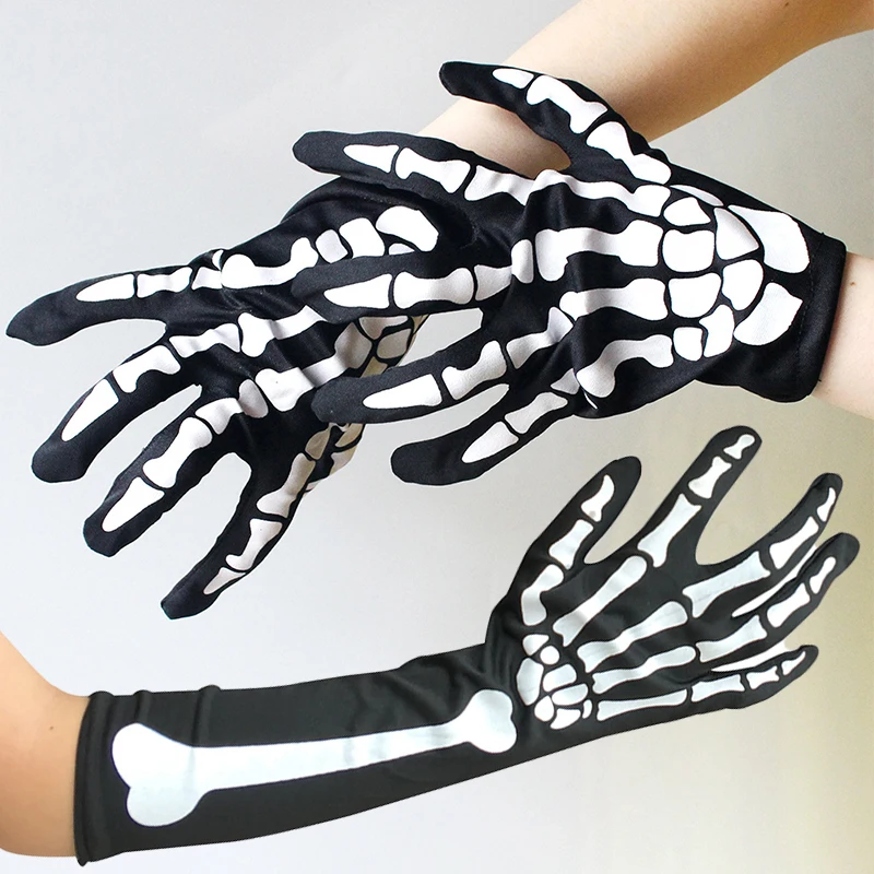 1Pair Punk Skeleton Skull Gloves Halloween Cosplay Gloves Unisex Masquerade Props Cocktail Horror Party Glove