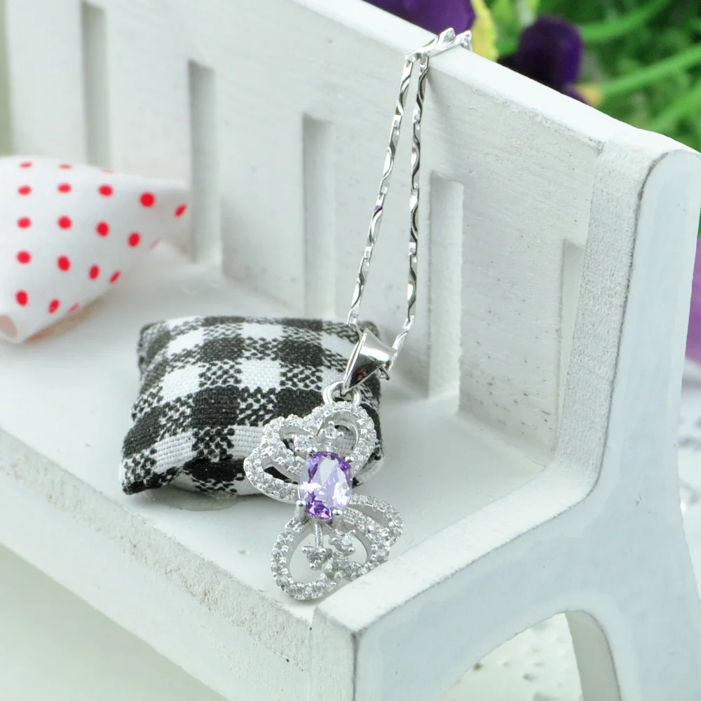 

925 Sterling Silver Silk Ribbon Choker Necklace Mosaic CZ Zircon Pendant Elegant Luxury Women's Fashion Jewelry Accessory