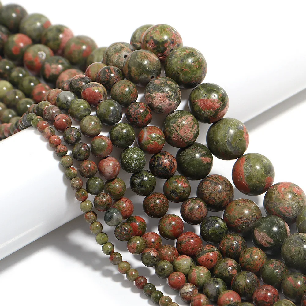 

Natural Stone Unakite Round Beads 6 8 10 12MM Pick Size for Jewelry Making Supplies DIY Bracelet Raw Material Accessories