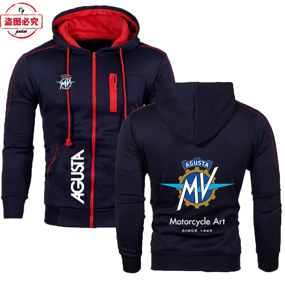 MV Agusta Motorcycle Logo Motorcycle Jacket Racing Suit Loose Men's Top Casual Zip Hooded Sweater