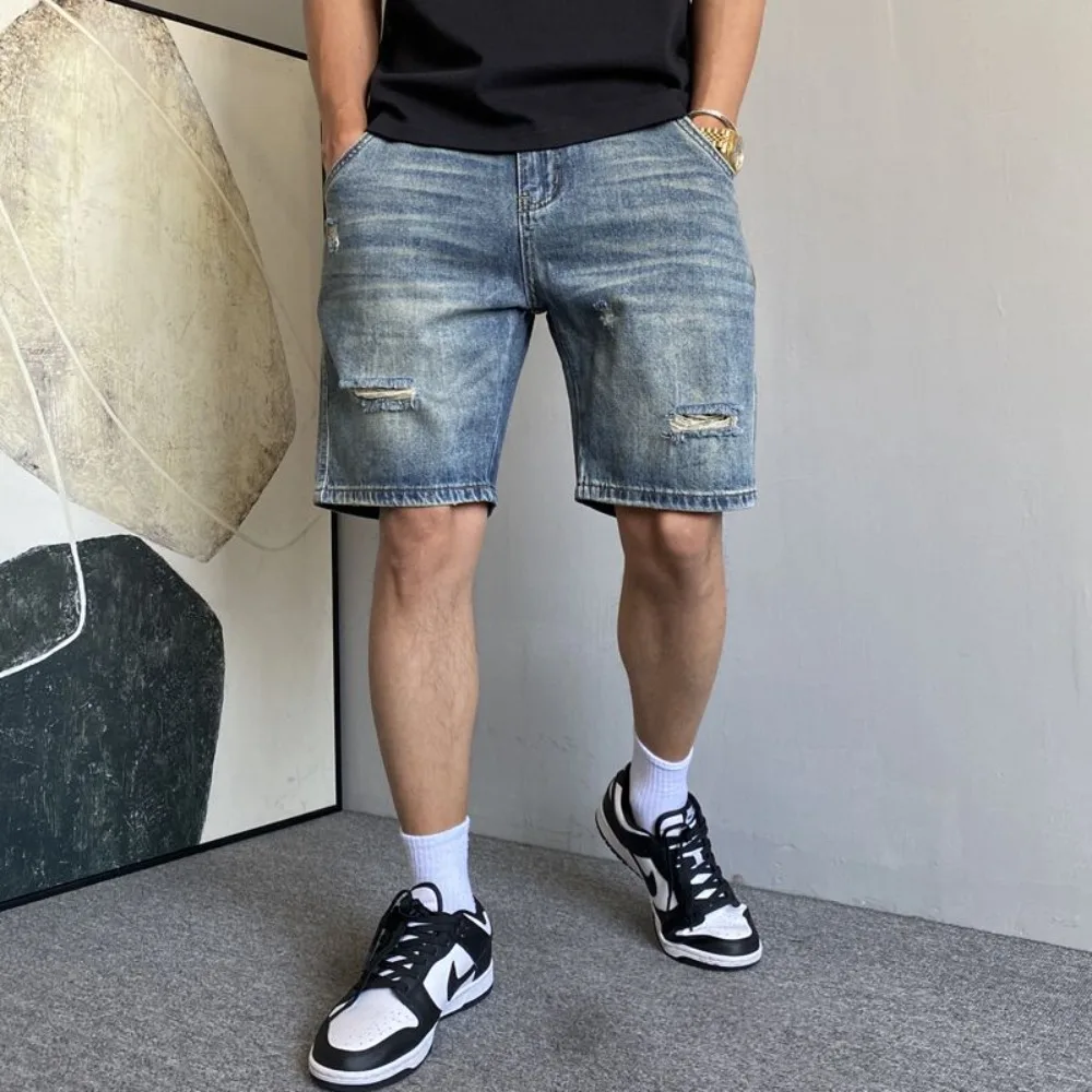Pantaloni da sesso con apertura sul cavallo all'aperto Pantaloncini di jeans maschili Pantaloni hotpants esotici da uomo Cargo Jeans strappati Tuta cargo Coppia Casual Streetwear
