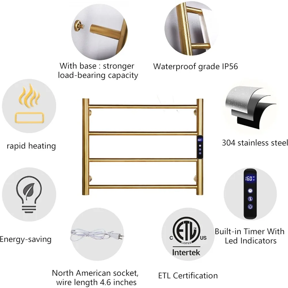 Scaldasalviette elettrico a parete con timer e controllo della temperatura per il bagno