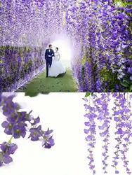 10pcs Artificial Wisteria Hanging Flower Garland, Silk Flower Vine For Wedding, Party, Home, Garden, Wall Decor