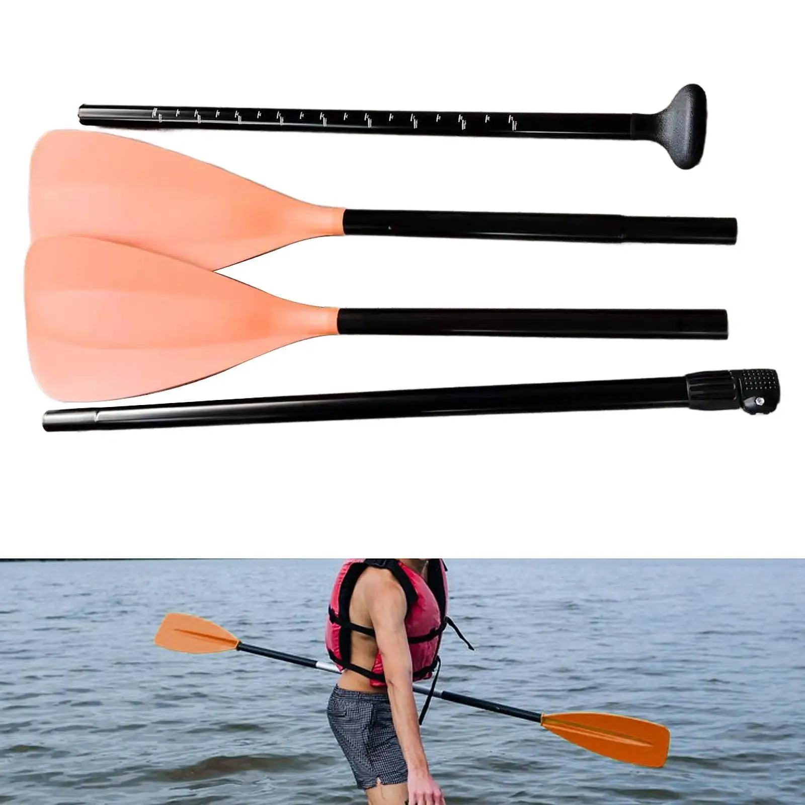 Pagaie de kayak légère avec tige en aluminium, rames réglables et robustes pour sports nautiques, planche de surf, bateau gonflable, canoë, surf