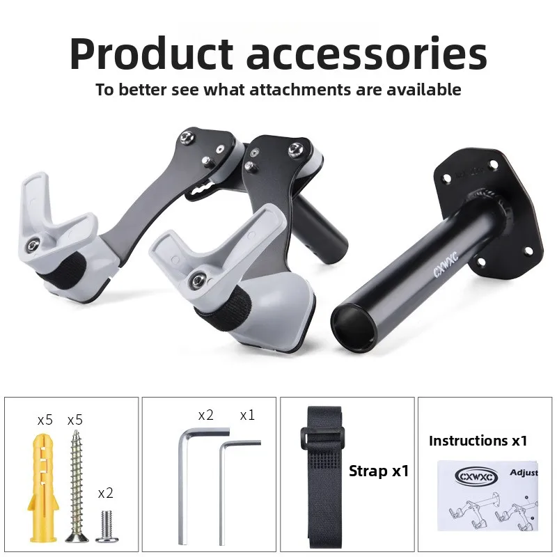Adjustable Bike Wall Hanger – 5-Level Arm, 18-36cm Width, 25kg Load, Quick-Release Design, Easy Storage