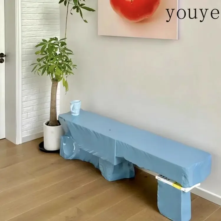 Banc de rangement N10 de style nordique, design créatif, artistique et minimaliste, idéal pour le salon et la chambre, pour changer de chaussures.