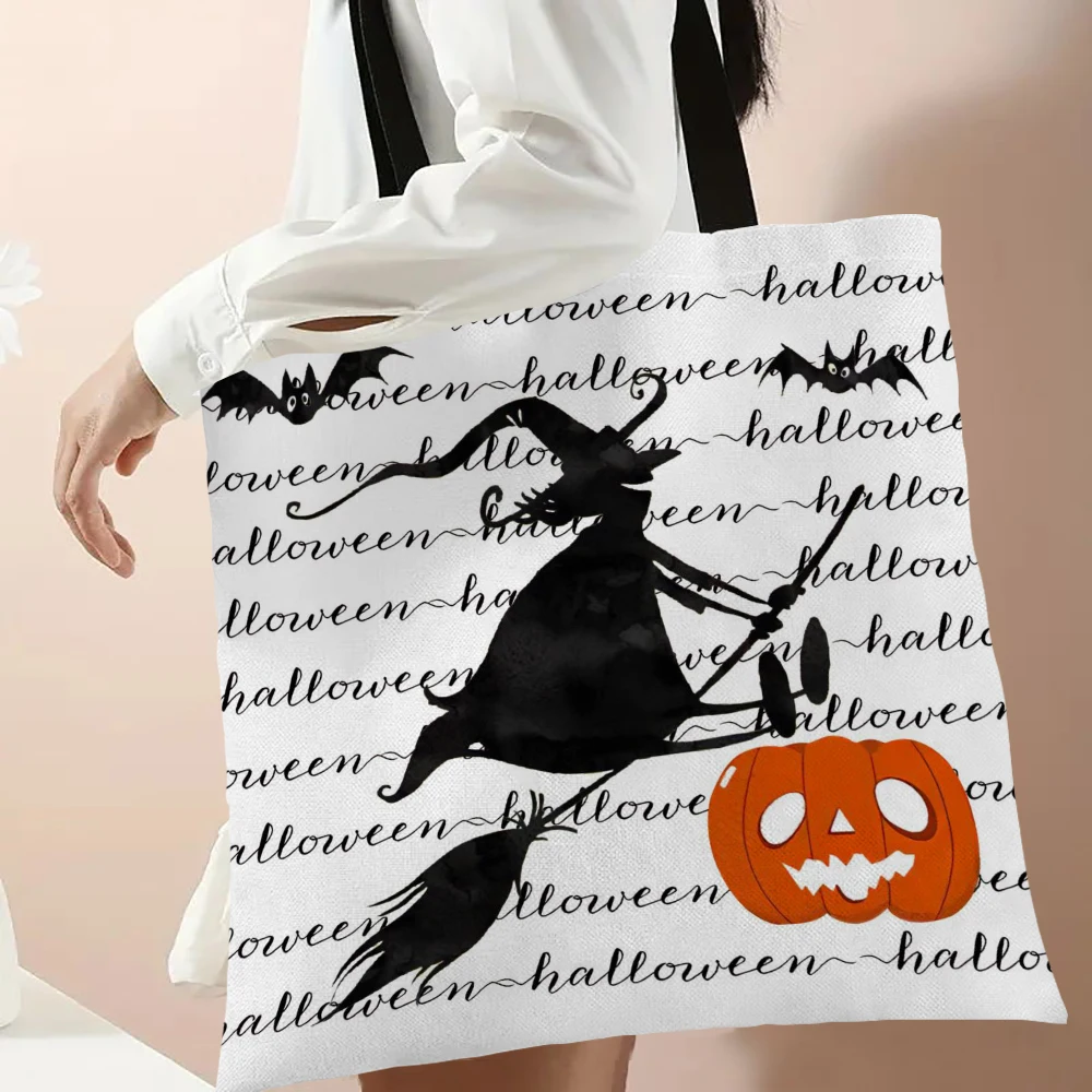 Halloween Large Tote Bag Halloween Friends Gift Shopper Halloween Party Gift Shopping Bag Reusable Shopping Bag 7.25