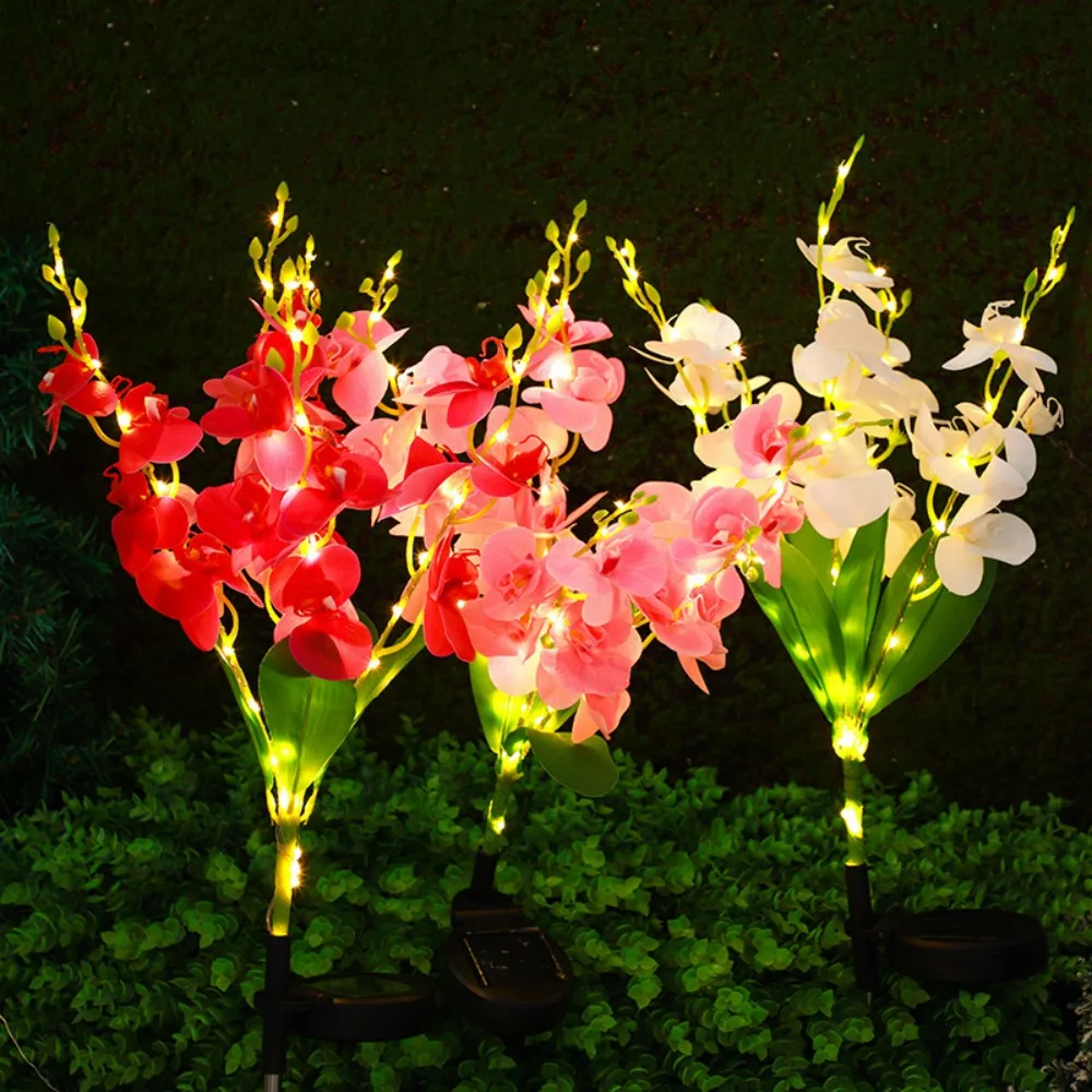 1PC 5Head Solar Butterfly Orchid Ground Plug-in Lamp, LED Ground Lamp for Outdoor Lawn Yard Gard Decor