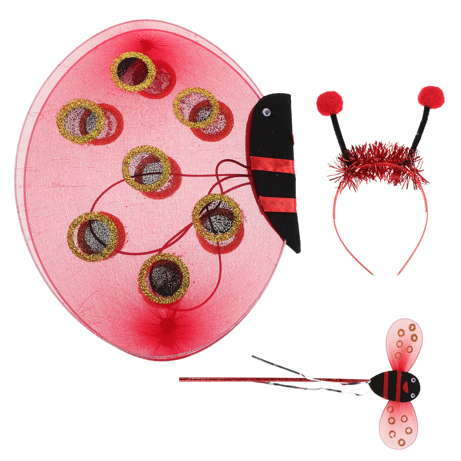 1 set 1 Set Foldable Ladybug Wings Costume Accessories For Halloween Role Play Insect Dress Up Animal Cosplay Set With