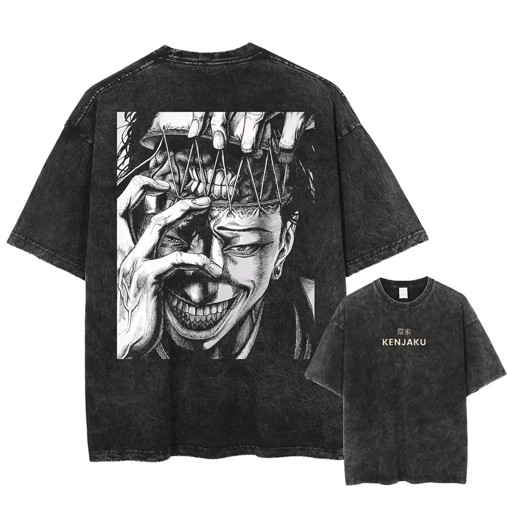 Jujutsu Kaisen T Shirt Men Women Tshirt Gojo Satoru Washed Cotton T-shirt Clothing Summer Short Sleeve Oversized Tees Streetwear