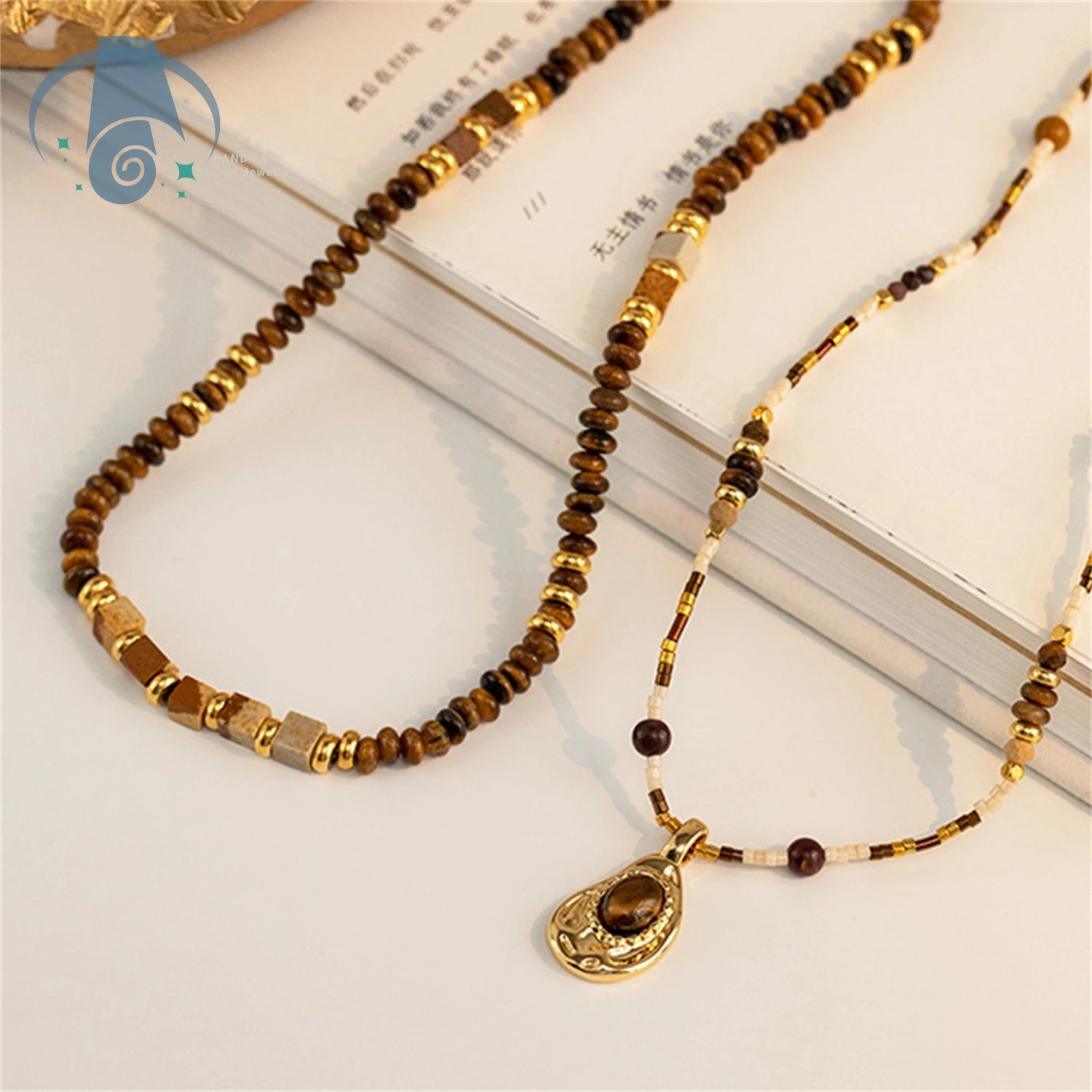 

Многослойное ожерелье с тигровым глазом, женское богемное колье из бисера, длинная цепочка с подвеской, минималистичный изящный ювелирный подарок