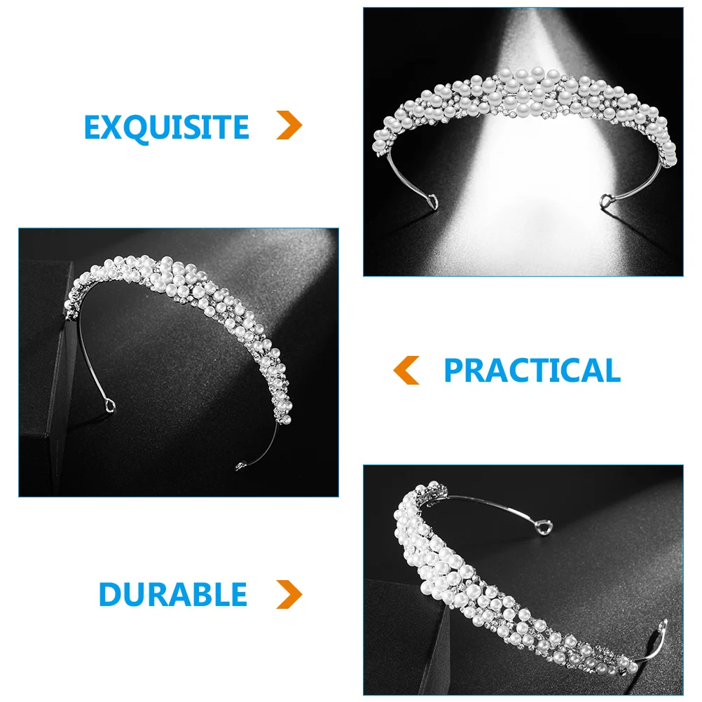 

Pearl Headb Wedding Hair Accessory Silver Zinc Alloy Rhinestones Faux Pearls Bridal Headpiece For Women Evening Show Photography