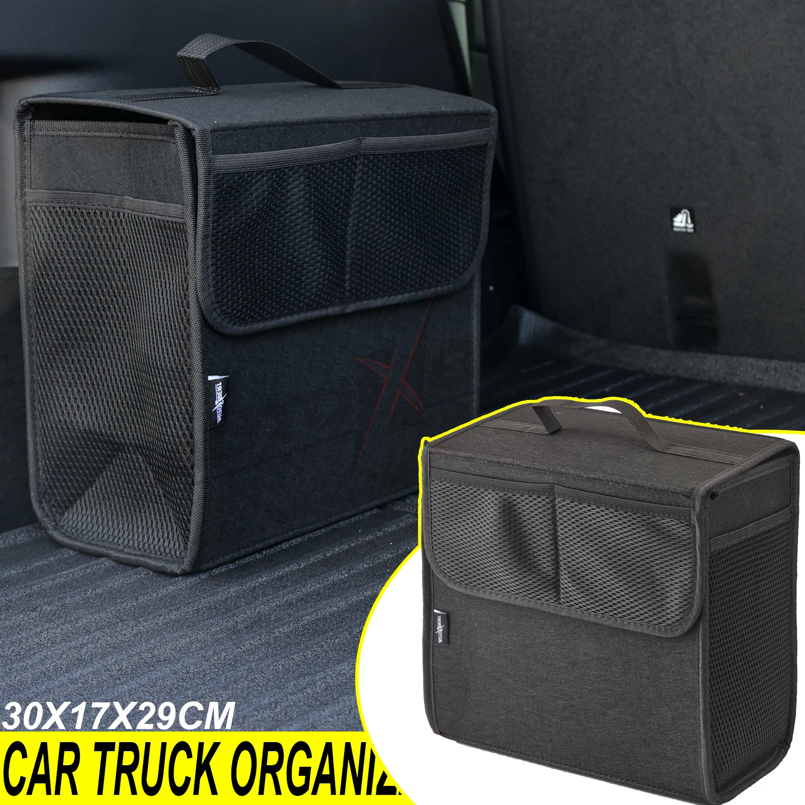 

Car Trunk Organizer Felt Boot Organiser Storage Bag Box Portable Handbag Cargo Tool Holder Mesh Net Pocket Collapsible Universal