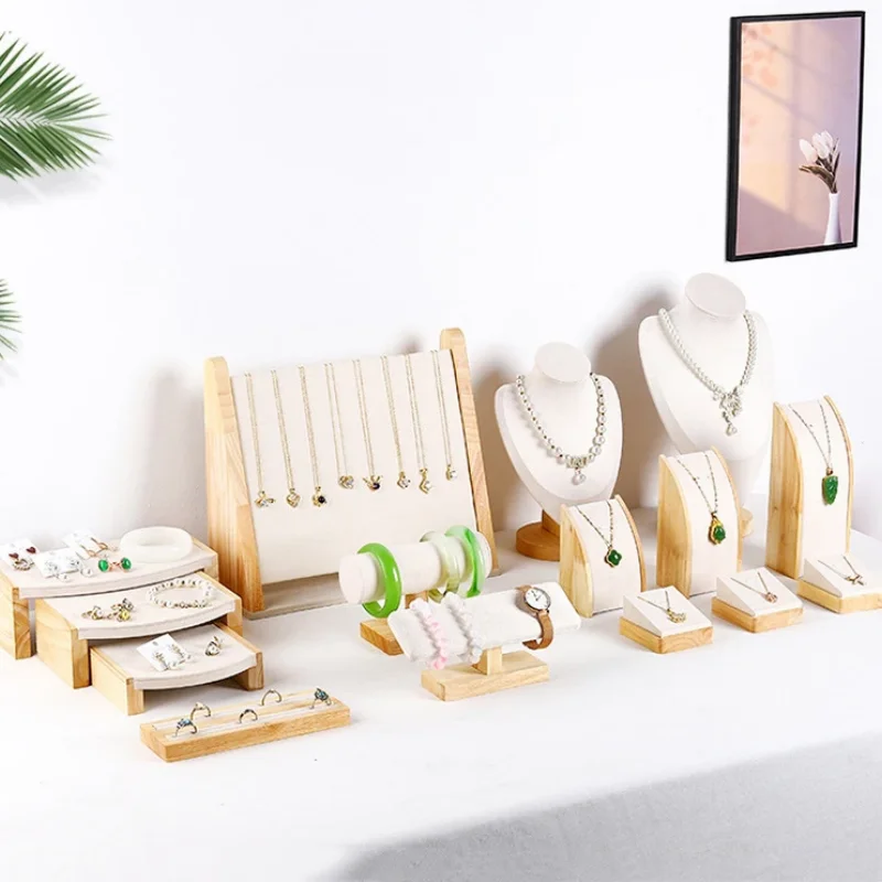 

1 шт., деревянная стойка для ювелирных изделий, кулон, ожерелье, браслет, серьги, кольцо, подставка для хранения, держатель, счетчик, витрина для ювелирных изделий, органайзеры