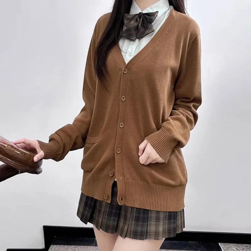 Japanese Style Student Clothes Girls Sailor Cardigans Sweater Korean School Jk Uniforms Cotton  Knitwear Autumn Winter Seifuku