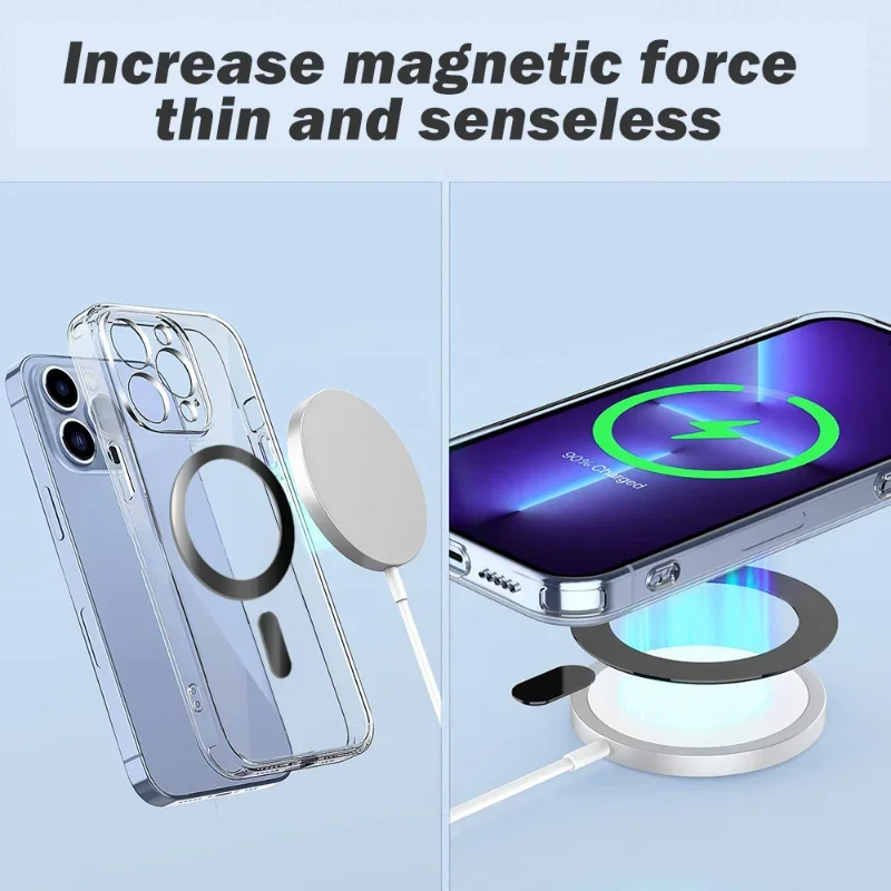 Universal Magnetic Adapter Sticker Ring For Magsafe Wireless Charging Accessories for iPhone 14/13/12 Pro Max Galaxy Steel Ring