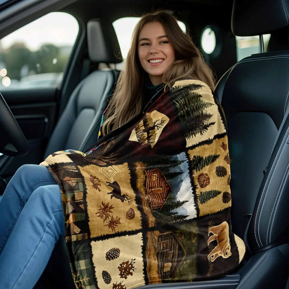 ريفي الغابات المقصورة الغزلان الدب بطانية الفانيلا البلد لودج ديكور الصيد تحت عنوان بطانية مريحة الشتاء بطانية