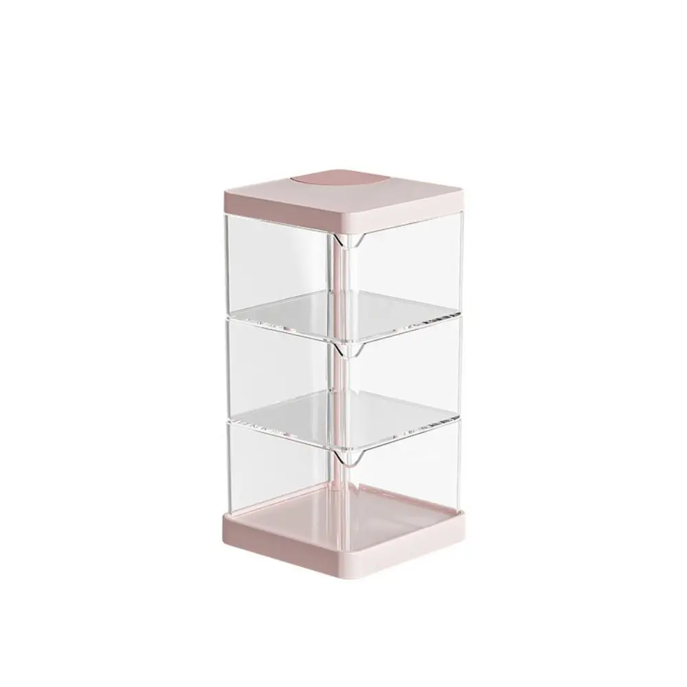 Multifunctionele Draaibare Cosmetische Opbergdoos Transparante Meerlaagse Desktop Organizer Stofdichte Vierkante Make-Up Sponshouder