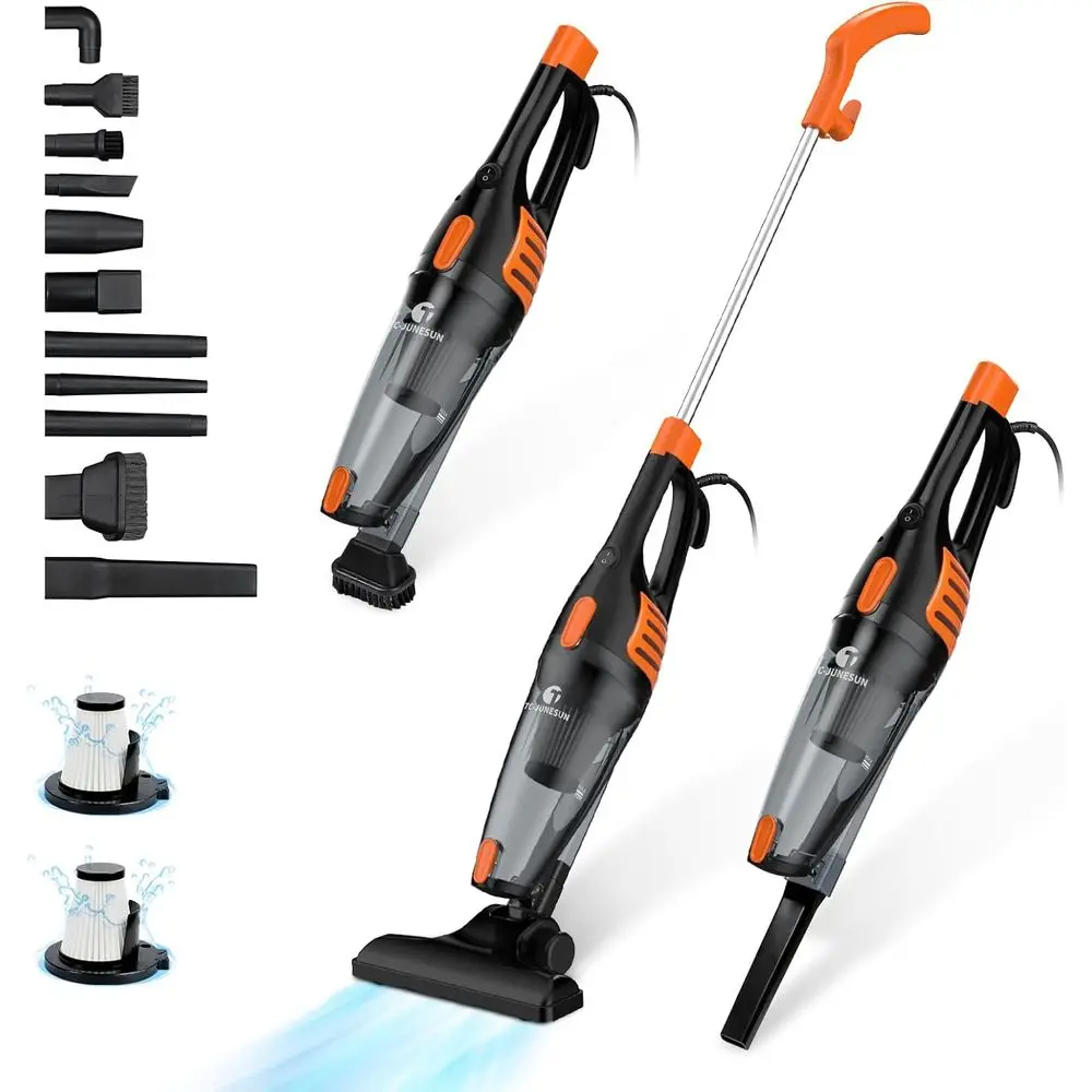 

Corded Vacuum Cleaner, 12 in 1 Ultra-Lightweight Vacuum Cleaners, 15KPa Powerful Suction Stick Vacuum with Washable HEPA Filter