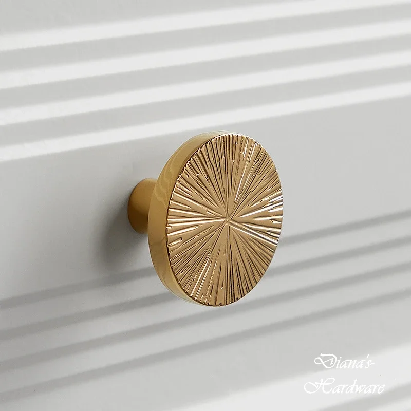 Bright Gold Handles for Furniture Kitchen Cabinet Door Wardrobe Brass Linear Hammer Handle and Knob Luxury Drawer Knobs Handles