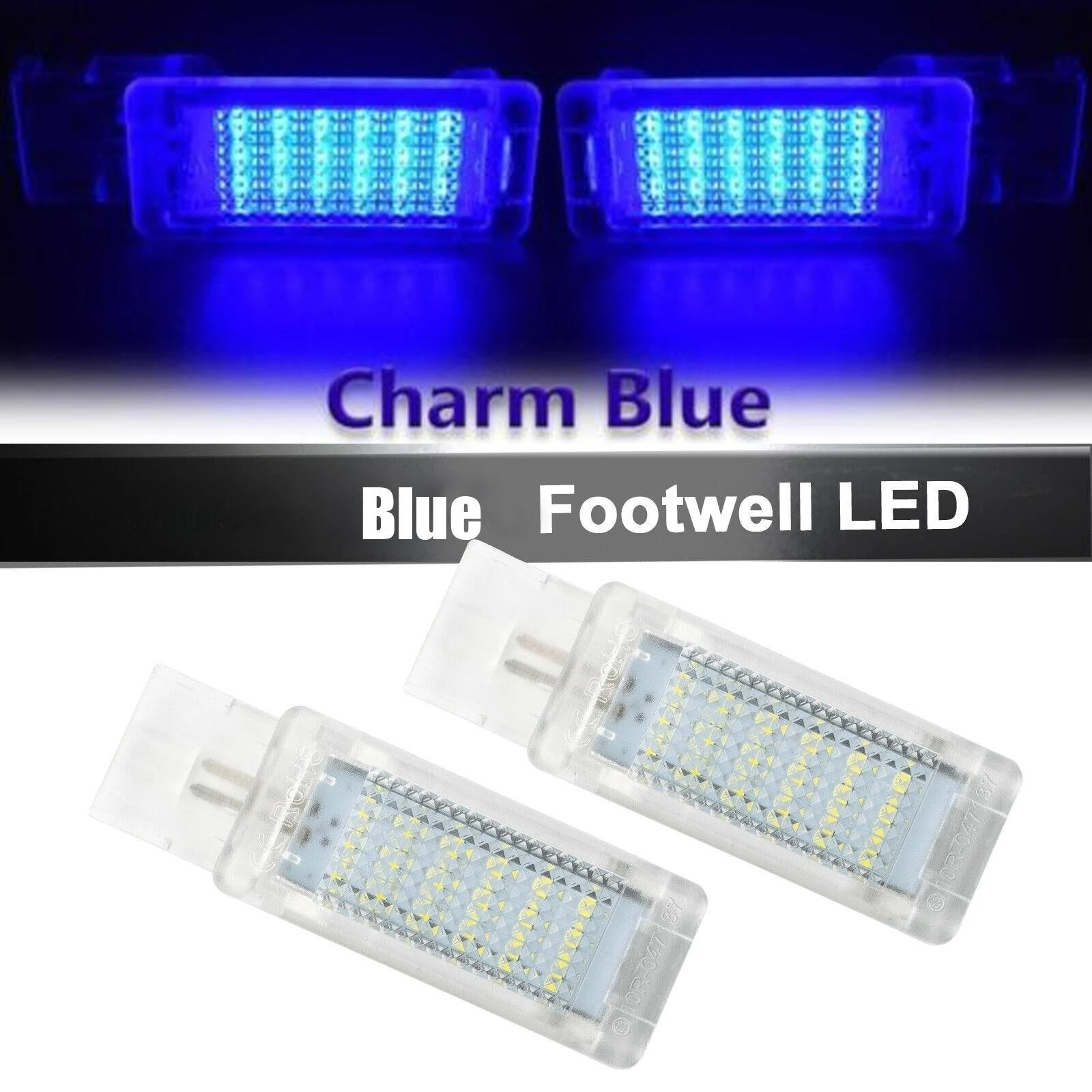 Luz Led azul para Interior de coche, accesorio de repuesto para puerta de reposapiés, para Vw Golf Mk7 7,5 Gtd Gti R, 2 piezas