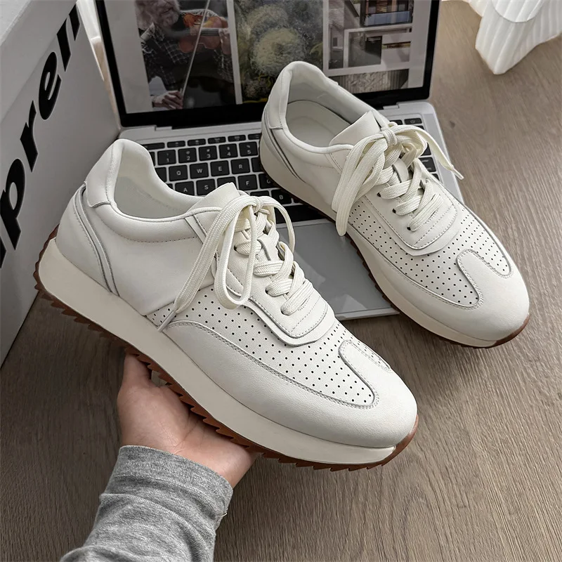 

Новая мужская обувь, повседневная спортивная обувь, массивные кроссовки из натуральной кожи, крутая уличная дышащая спортивная обувь